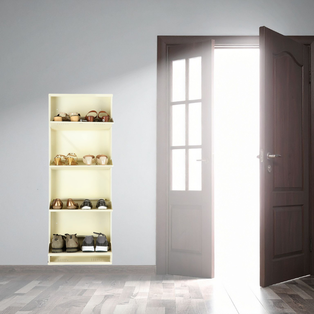 Wall Mounted Metal Shoe Rack 4  Door | Space-Saving Shoe Organizer (20” & 28”)