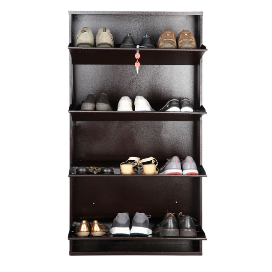 Wall Mounted Metal Shoe Rack 4  Door | Space-Saving Shoe Organizer (20” & 28”)
