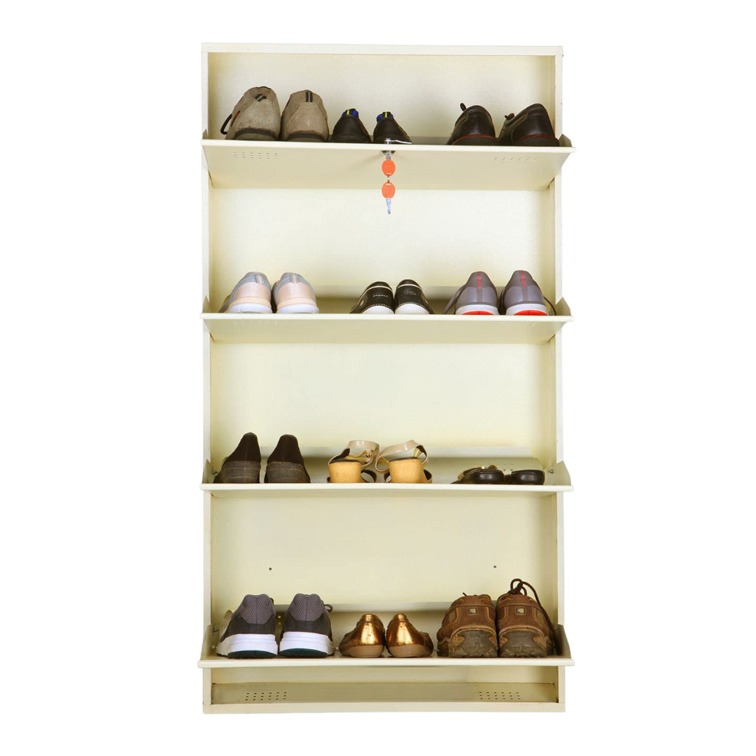 Wall Mounted Metal Shoe Rack 4  Door | Space-Saving Shoe Organizer (20” & 28”)