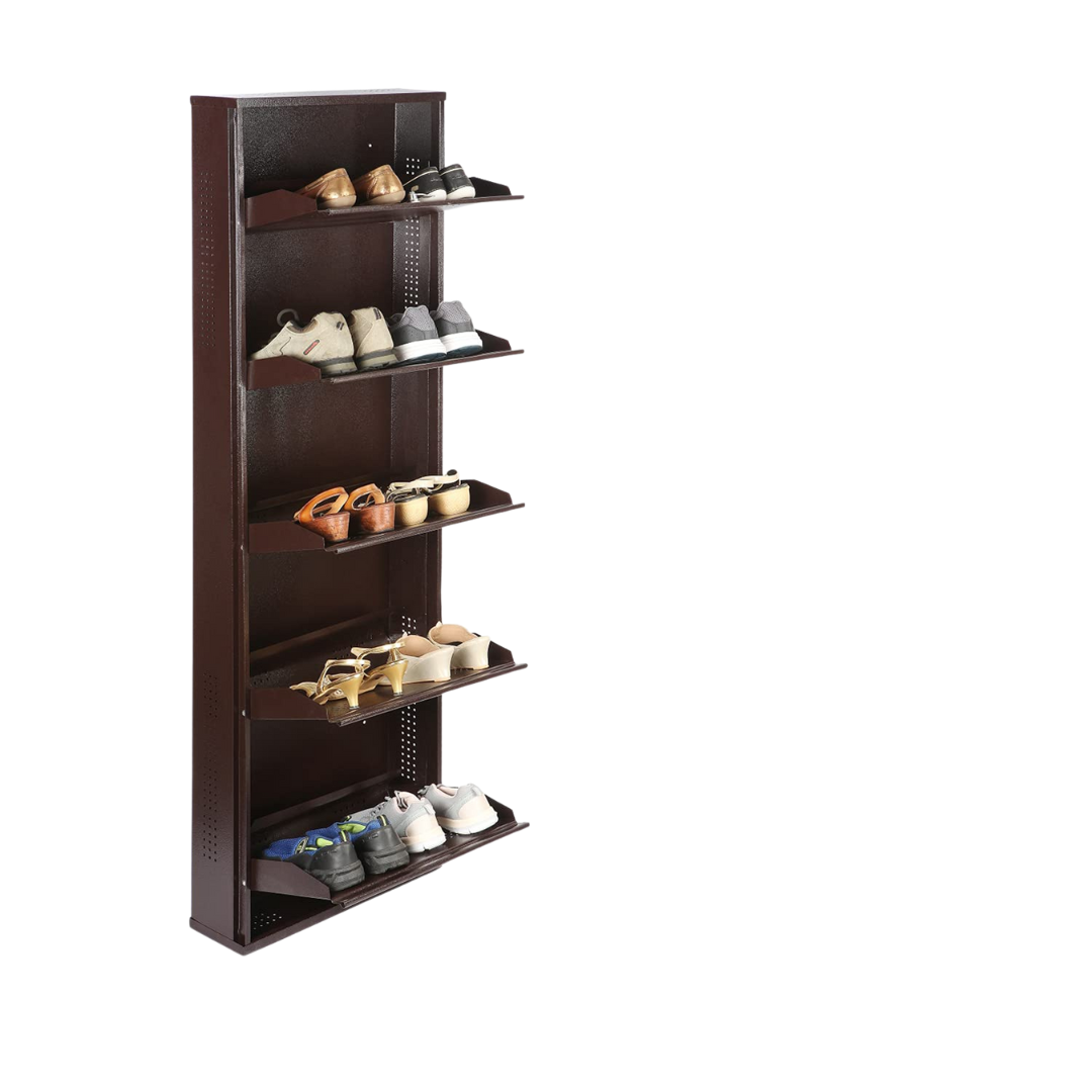Wall Mounted Metal Shoe Rack 5 Door | Space-Saving Shoe Organizer (20” & 28”)