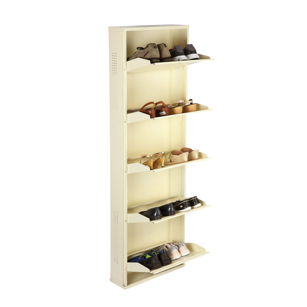 Wall Mounted Metal Shoe Rack 5 Door | Space-Saving Shoe Organizer (20” & 28”)