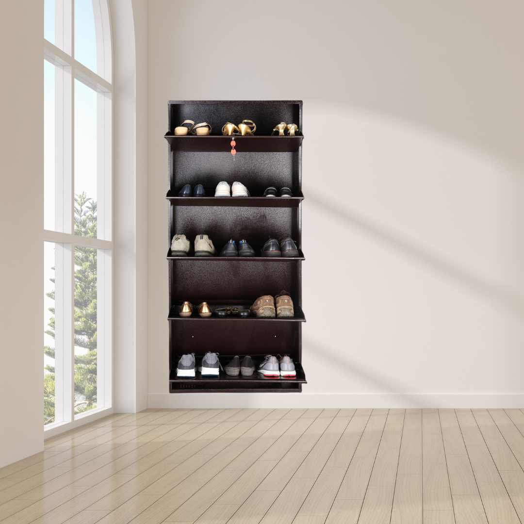 Wall Mounted Metal Shoe Rack 5 Door | Space-Saving Shoe Organizer (20” & 28”)